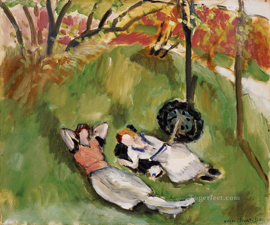 Two Figures Reclining in a Landscape 1921 Fauvist Oil Paintings
